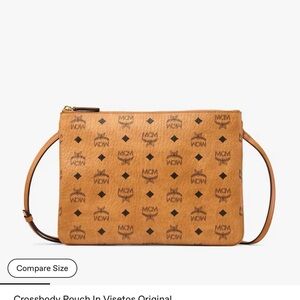 MCM Crossbody Pouch in Visetos Original - cognac